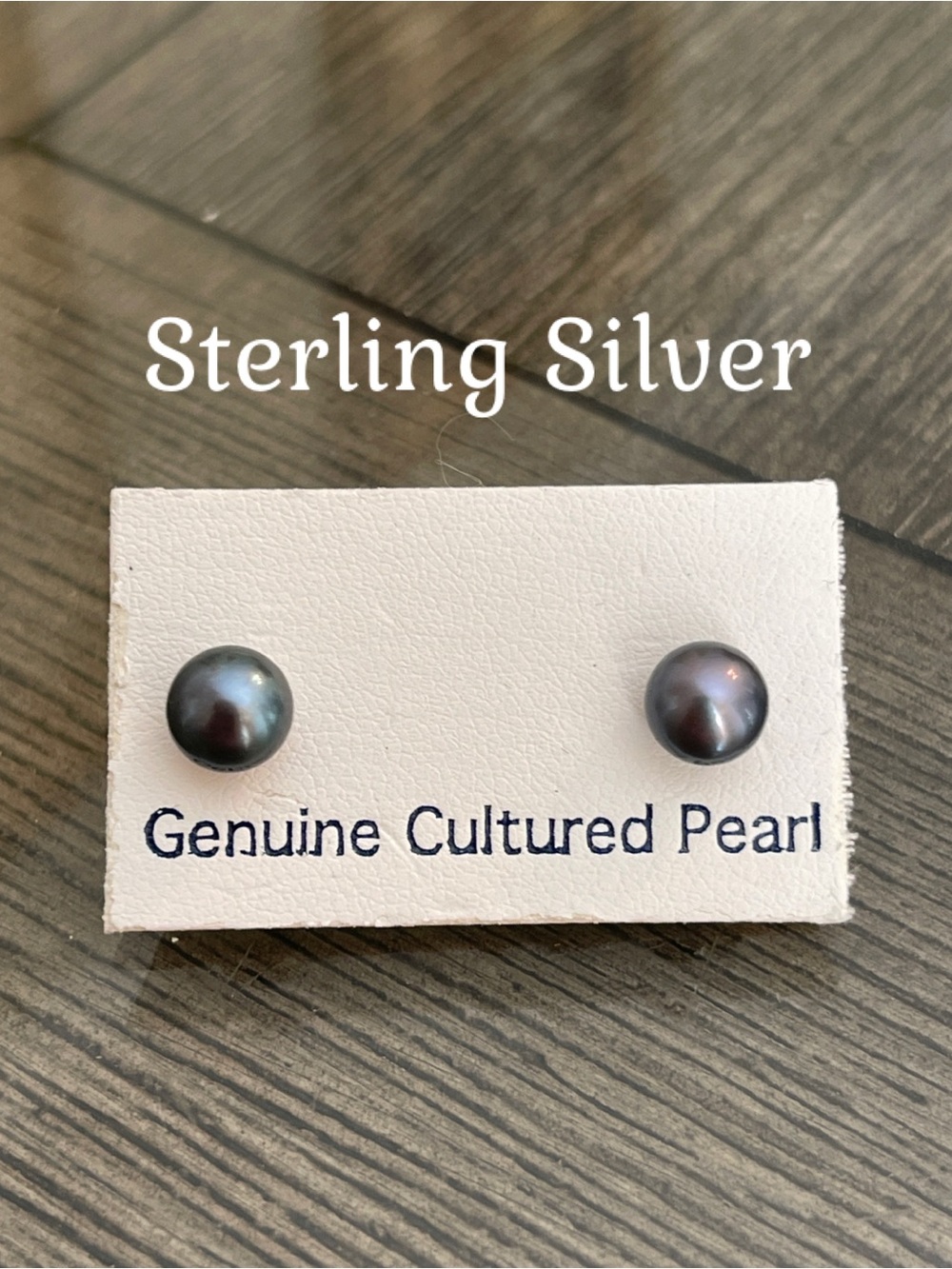 Genuine Cultured Black Pearl Stud - Sterling Silver
